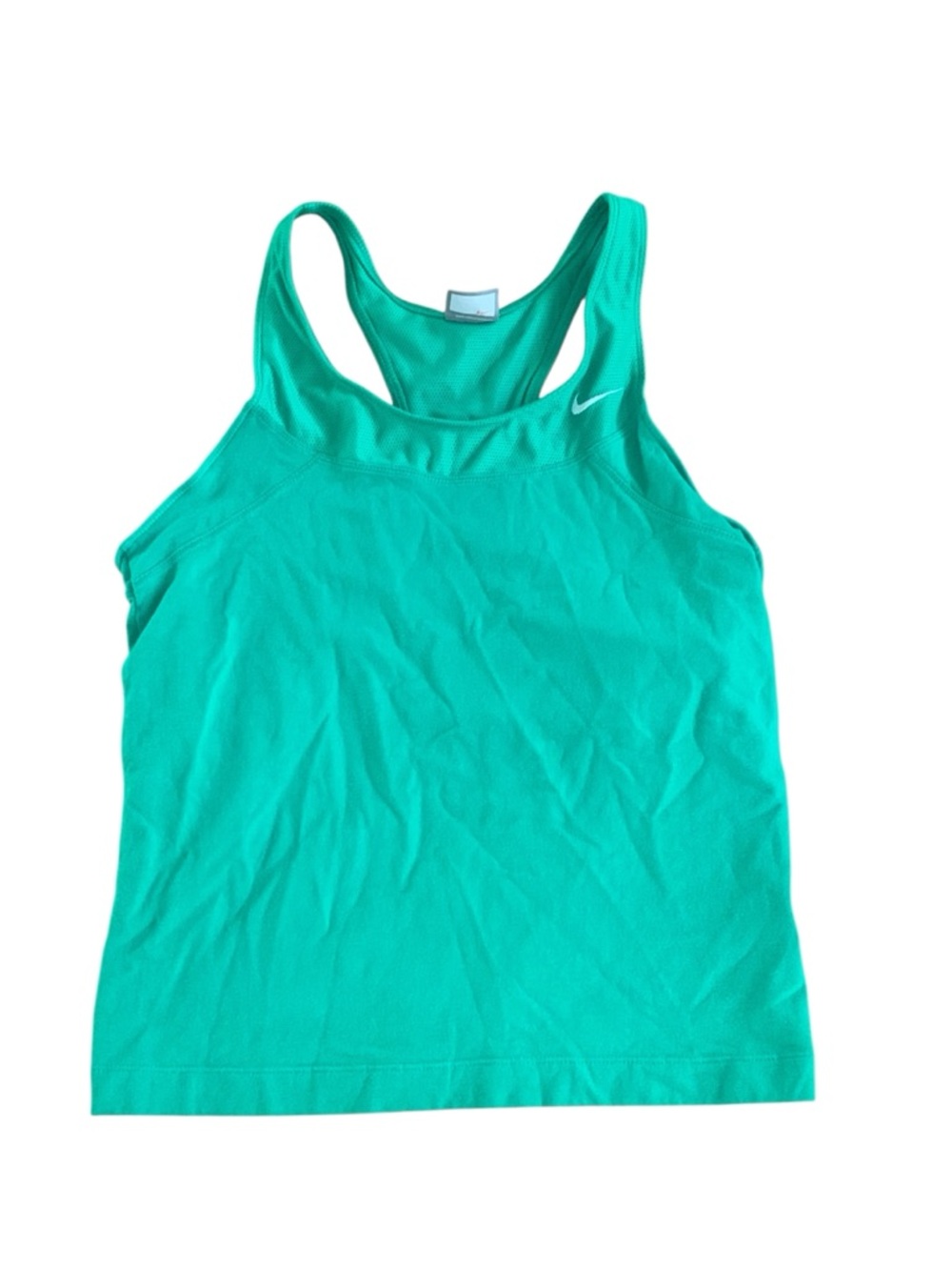 Nike Girls Green Racerback Tank Top Large 12-14 Built In Sports Bra Athleisure